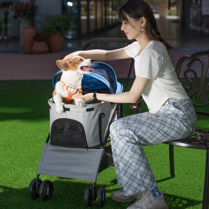 New Style Portable Dog Pet Stroller Foldable with 4 Wheels