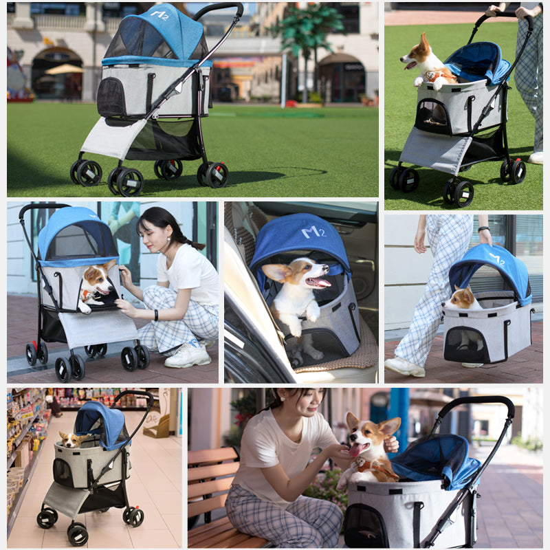 Tragbarer Hunde-Haustier-Kinderwagen im neuen Stil, faltbar mit 4 Rädern 