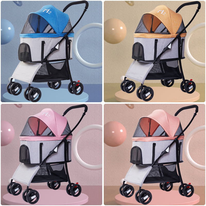 New Style Portable Dog Pet Stroller Foldable with 4 Wheels