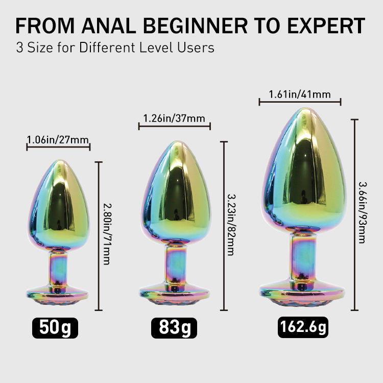 Colorful Metal Anal Butt Plug Set - 3Pcs for All Experience Levels