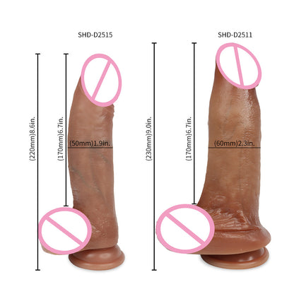 S-HANDE Coffee Color Silicone Heating Huge Dildo for Women